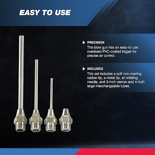 Vista 3 de Neiko 31112, juego de pistolas de soplado de aire con 5 boquillas intercambiables y gatillo tamaño grande, 5