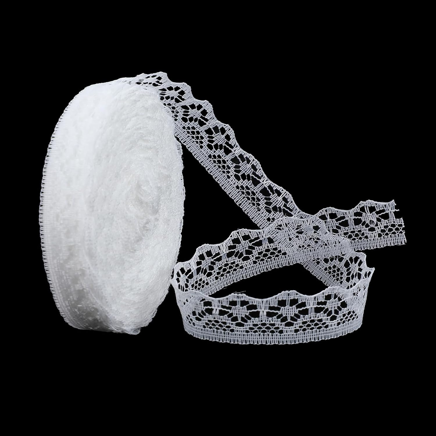 20 Yards White Lace Ribbon Trim, Embroidery Scalloped Edge Eyelet Laces, Vintage Lace Trim, Crocheted Laces Ribbon for DIY Crafts, Bouquet, Sewing, Wedding, Wrapping, Decoration (0.59" Wide)