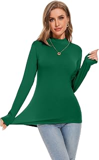 Womens Mock Turtleneck Active Base Layer Long Sleeve Layer Tops