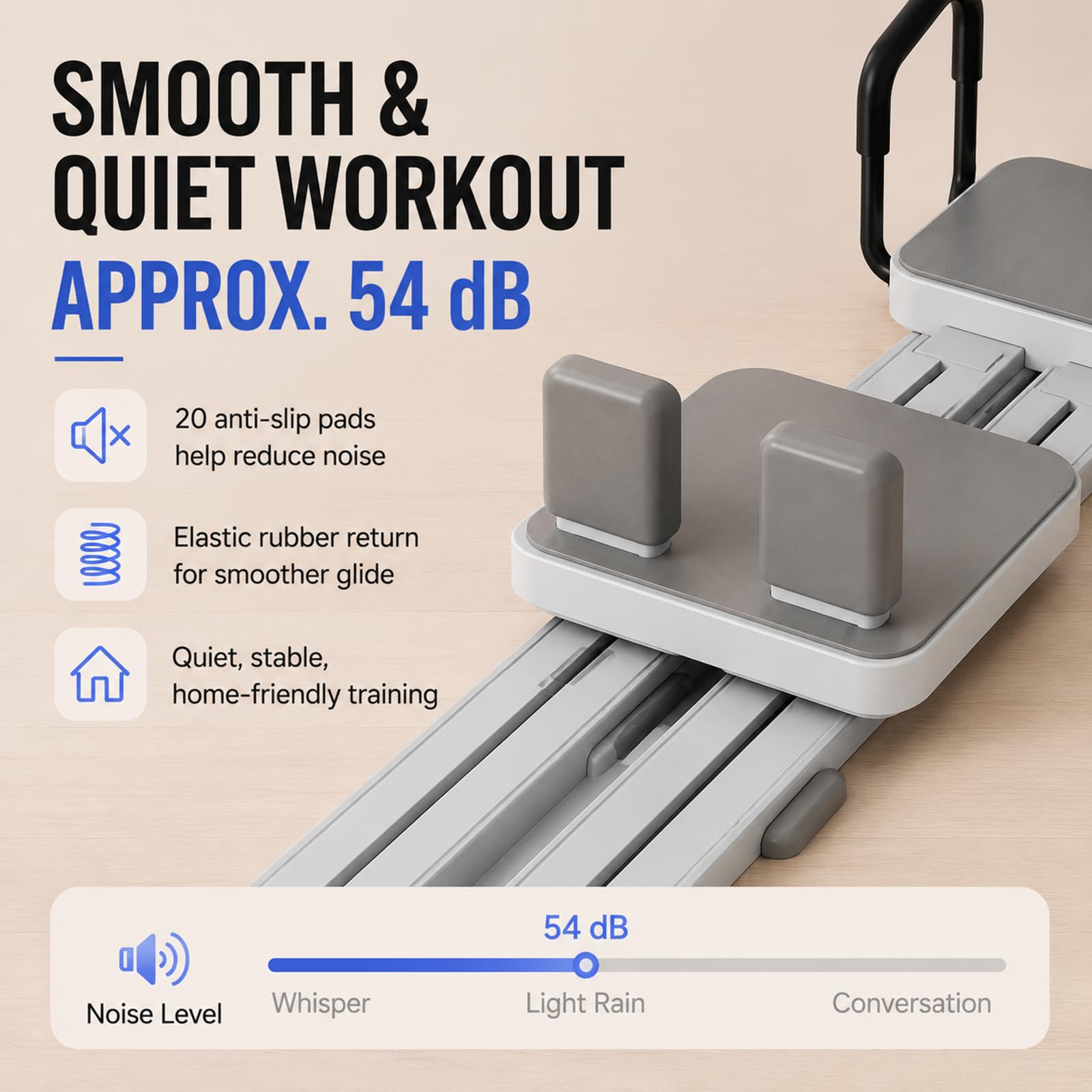 Pilates Reformer Board – Macchina 5-in-1 per allenamento muscolare | Addome, sci, push-up, Pilates, pressa gambe, 20 cuscinetti antiscivolo, 54dB, pieghevole, 8kg