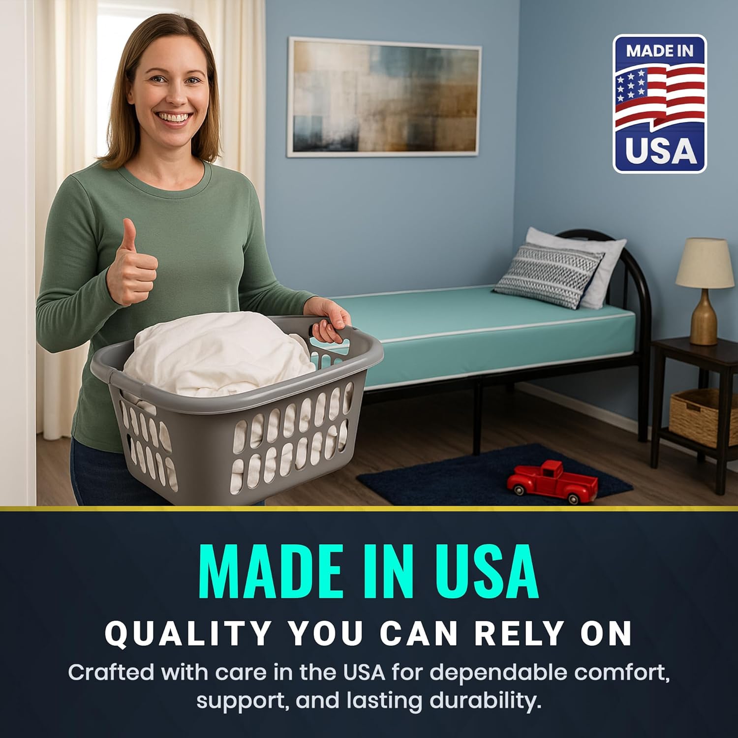 FORTNIGHT 6-Inch Foam Mattress with Water Resistant Vinyl Cover, Firm Sleep Mattress for Kids and Adults, CertiPUR-US Certified, Made in USA