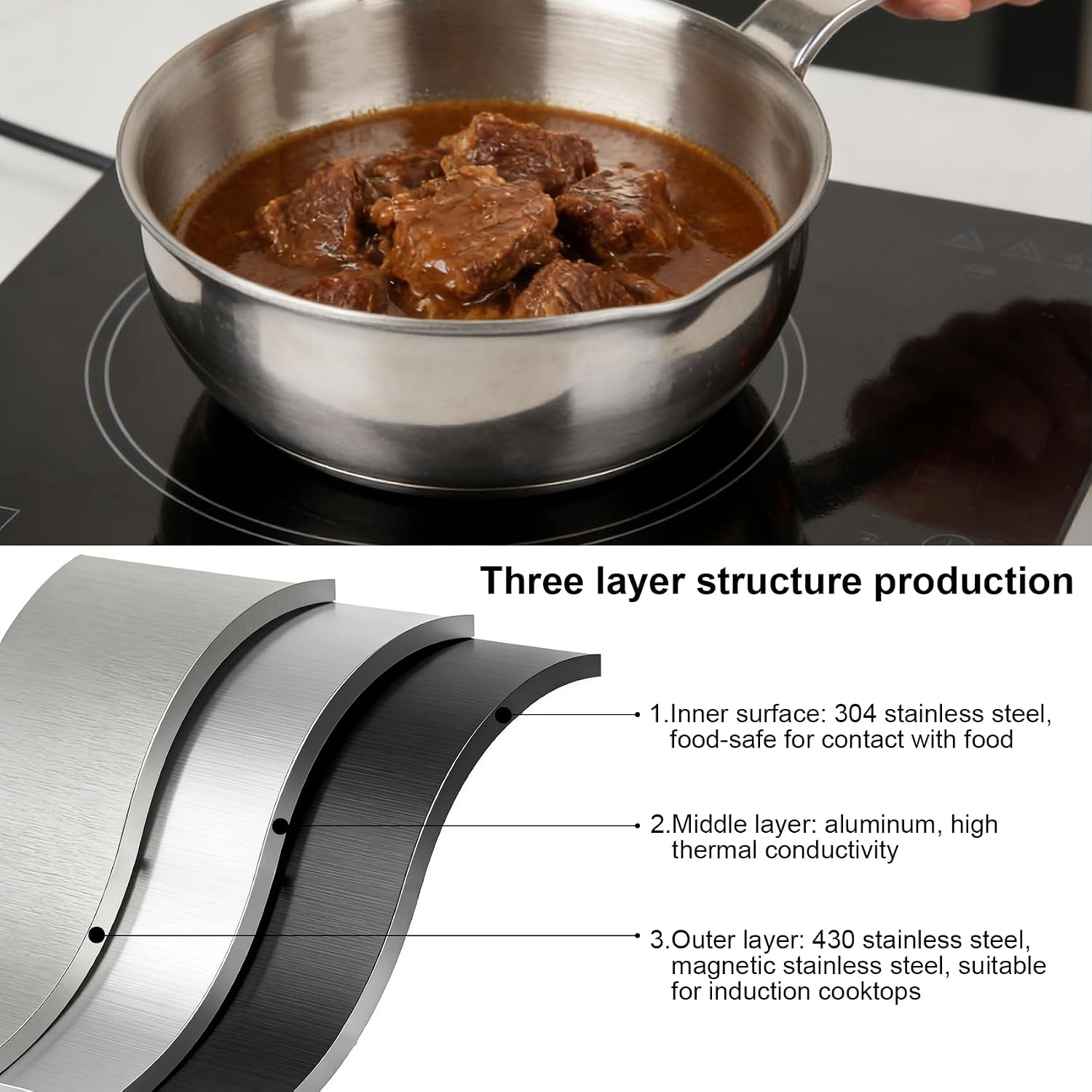 Butter Warmer, 13.5 fl oz Stainless Steel Pot with Pour Spout