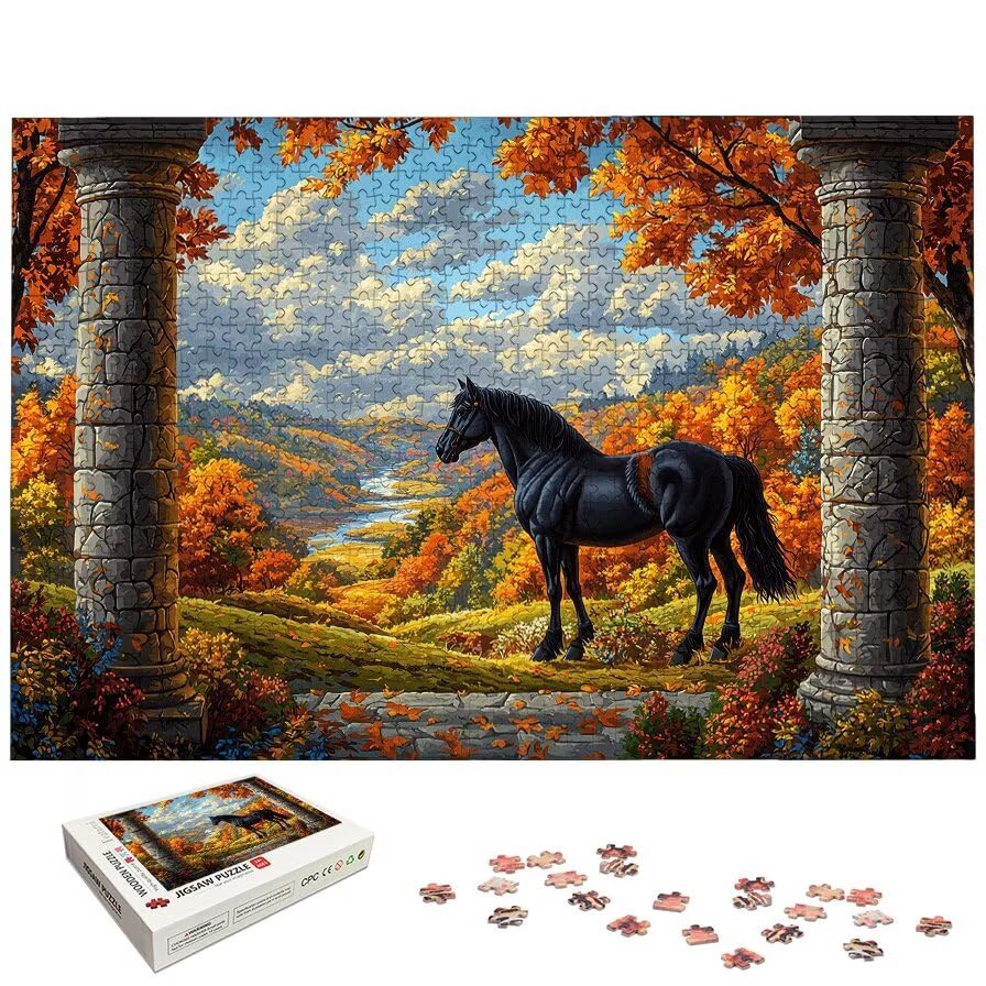 Puzzle 1500 Piezas, Puzzle Animal con Caja Regalo, Caballo Puzzles 1500 Piezas Adultos, Medidas: 87 x 57 cm, Rompecabezas Adultos de Madera, Rompecabezas para Decoración Hogar, Regalo Mujer, -6348