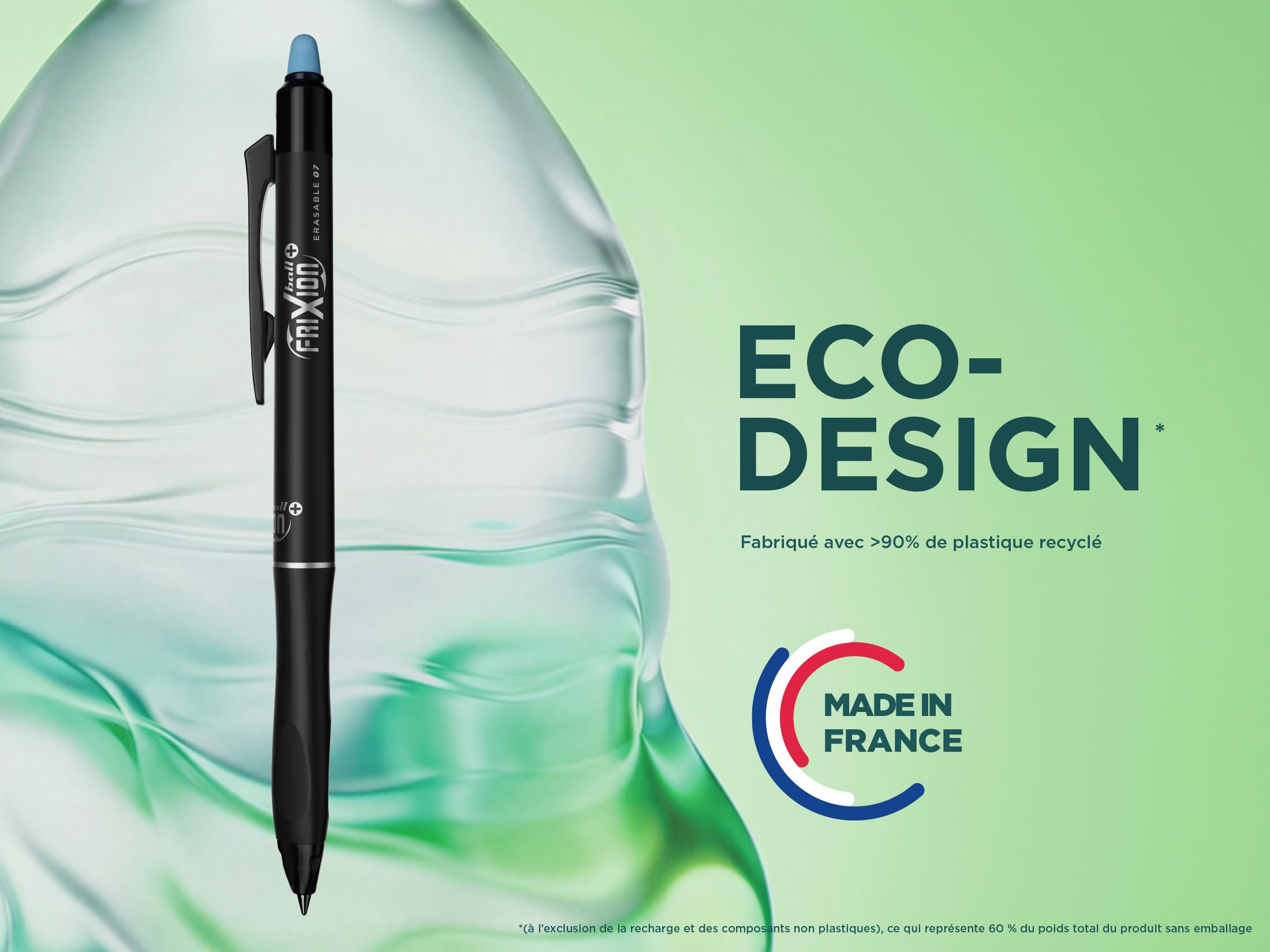 PILOT - Lot de 10 FriXion Ball Plus + 10 Recharges - Stylos Effaçables Ergonomiques - Rollers Rétractables et Rechargeables - Confort d’Écriture Ultime - En Plastique Recyclé - Noir - Pointe Moyenne