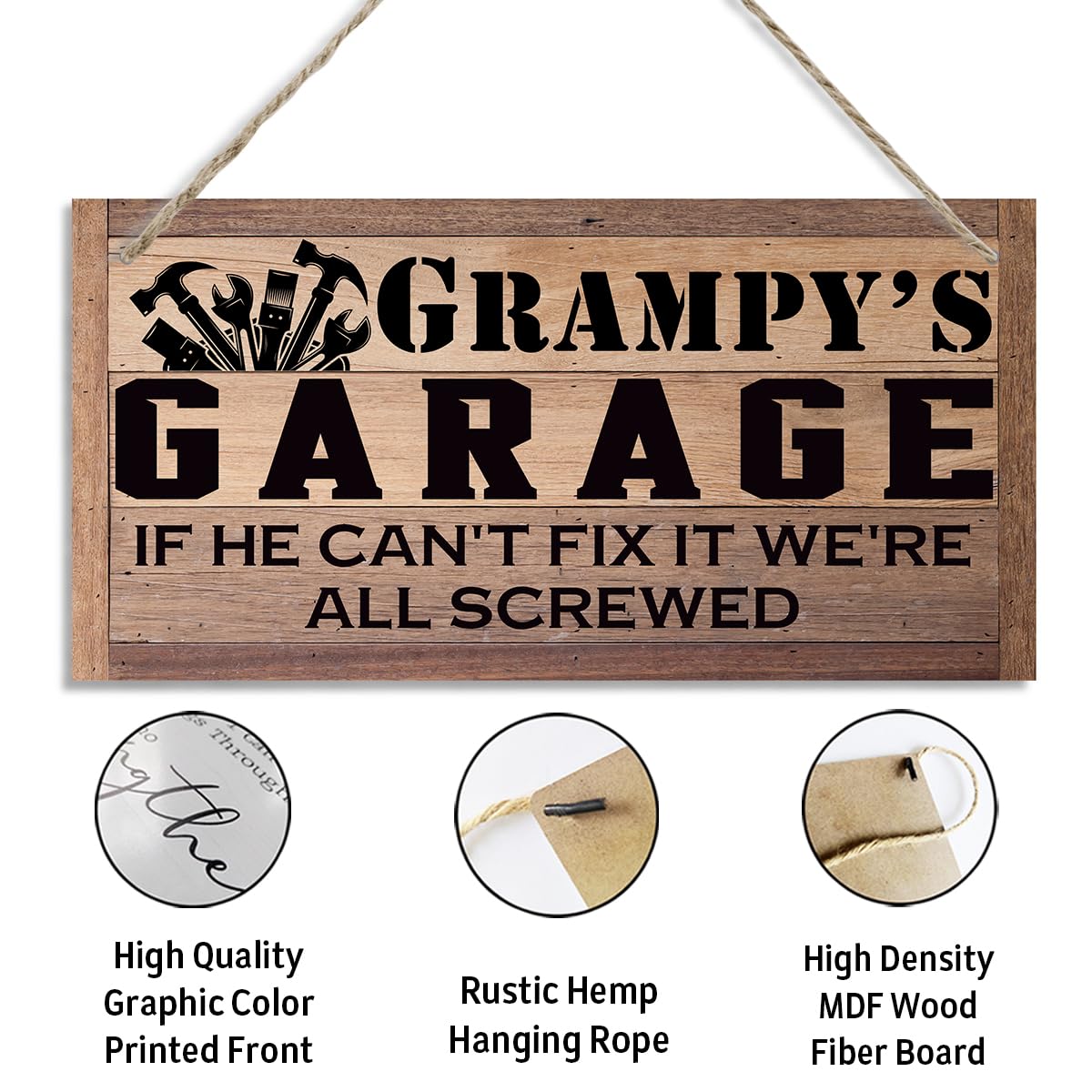 Grampy Gift, Grampy's Garage Sign Gift for Mechanic, Decorative Hanging Wall Plaque Wood Sign, Garage Hanging Decor, Farmhouse Home Decor, Funny Garage Decor, Father's Day Gift for Grampy Grandpa Dad