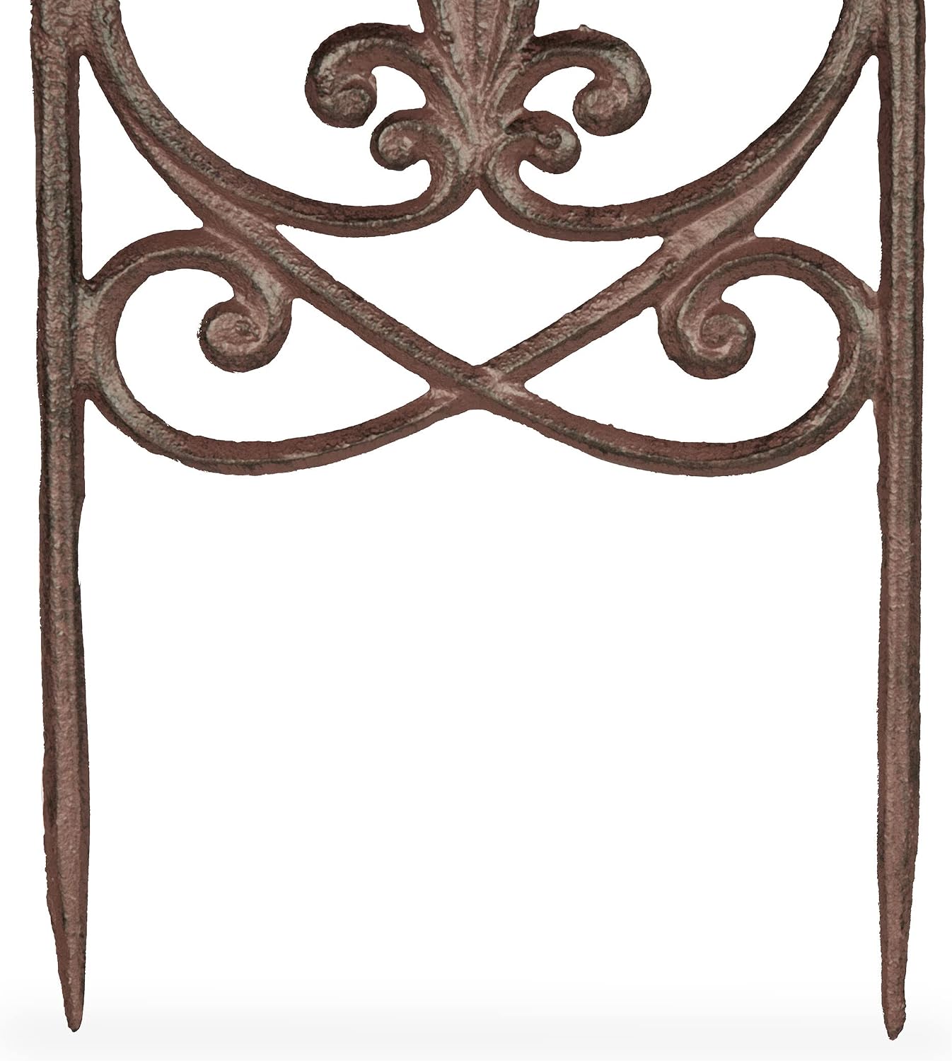 Relaxdays Garden Bed Fence, 10 Panels, Cast Iron, 32.5 x 17.5 cm, Antique, Flowerbed Edging, Decorative Border, Brown, 2.5 x 17.5 cm