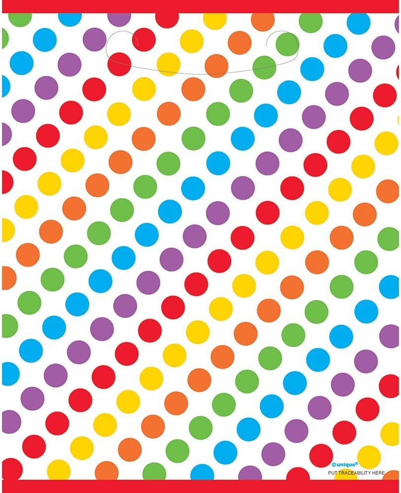 Unique Rainbow Party Loot Bags, 9" x 7.5", Multicolor