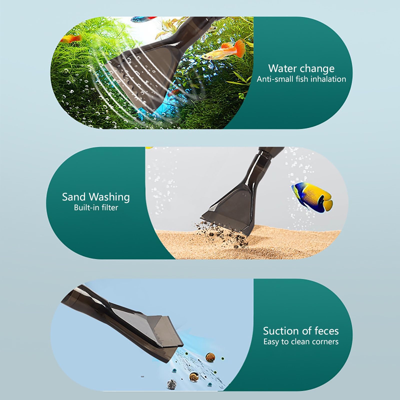 Limpiador De Peceras, Artículos De Mantenimiento De Agua para Acuarios, Manguera Sifón De Mano, Adecuado para Cambiar El Agua De Lavado Filtro De Arena y Circulación De Agua