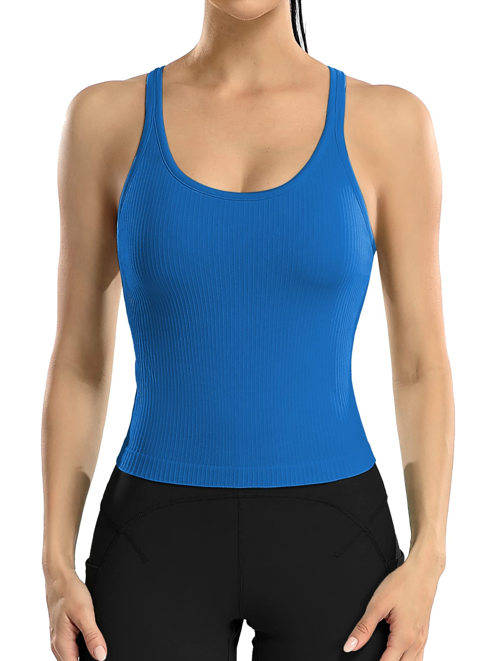 Attraco Damen Sport Tank Top Built-in BH Racerback Ärmelloses Tanktops Workout Crop Top Yoga Oberteile Sommer Fitness Tops Gym Sporttop