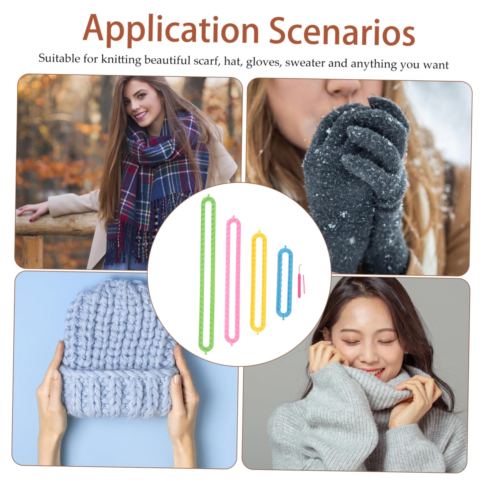 BELLIFFY Schal und Mützen Strickrahmen aus Kunststoff Selbstgemacht Strickzubehör für Bastelarbeiten Platzsparend für Feine Strickstücke Zufällige Farbe