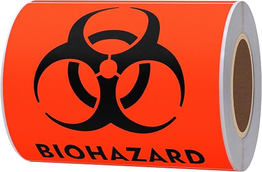 Hybsk 100 PCS Biohazard Labels Warning Sign 4 x 4 inch Fluorescent Red-Orange Hazardous Stickers for Hospital Waste Containers Biohazard