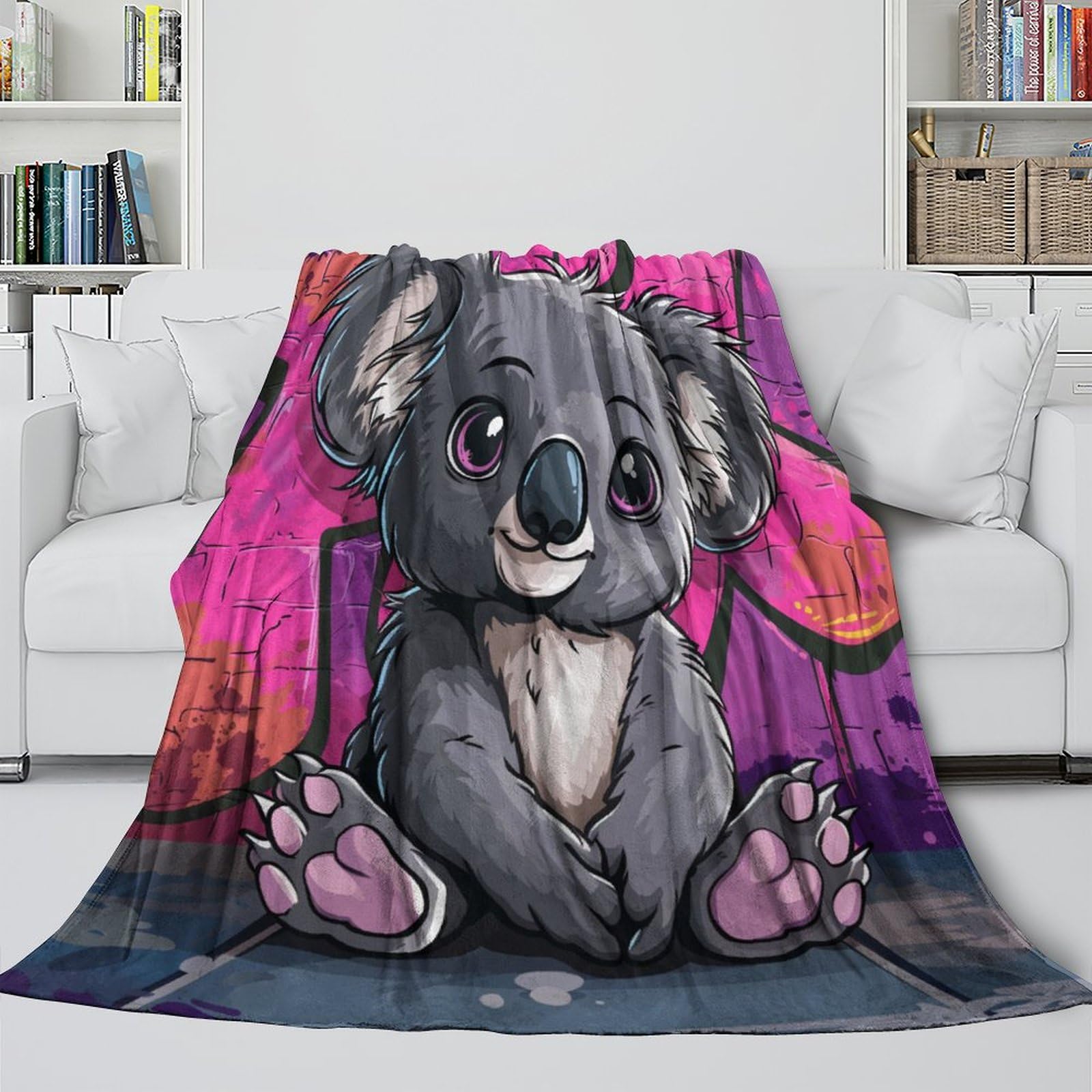 Leuke hond 3D-bedrukte flanellen deken voor banken, bedrukte plaid voor