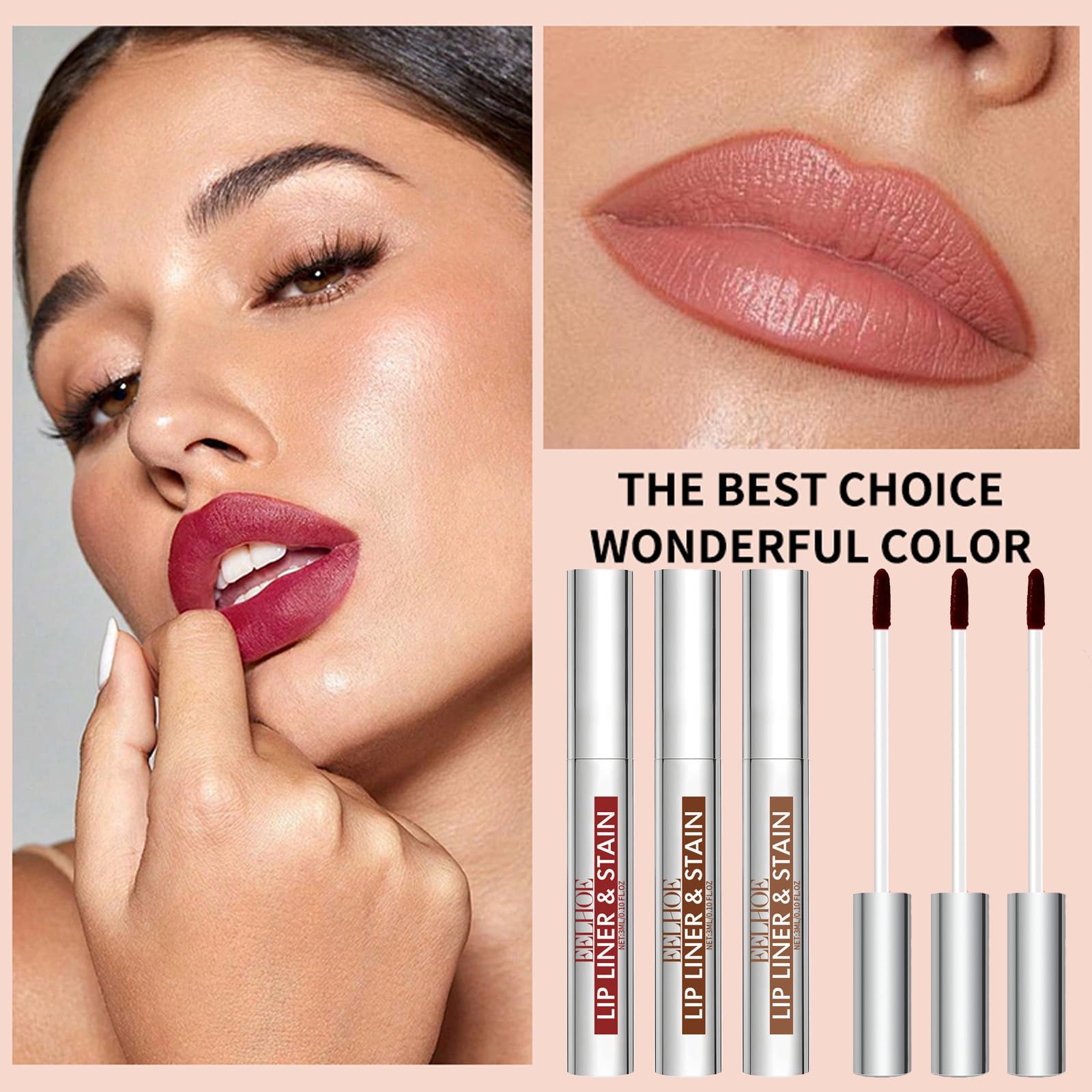 3 Colors Peel off Lip Stain Tattoo, Peel Off Lip liner Tattoo with Matte Finish, Infused with Vitamin E - Image 4