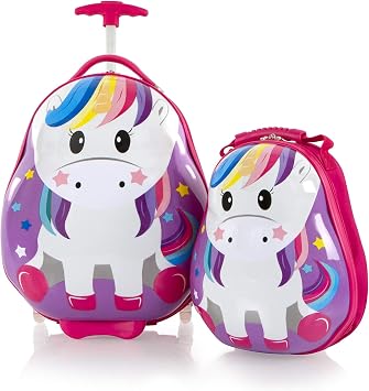 Heys Kids Travel Tots 2pc. Kids Luggage & Backpack Set Unicorn, One Size | 18 Carry-on Plus 13 Backpack, Abs and Polycarbonate, Inline Skate Wheels, Internal Trolley, Carry-on Approved