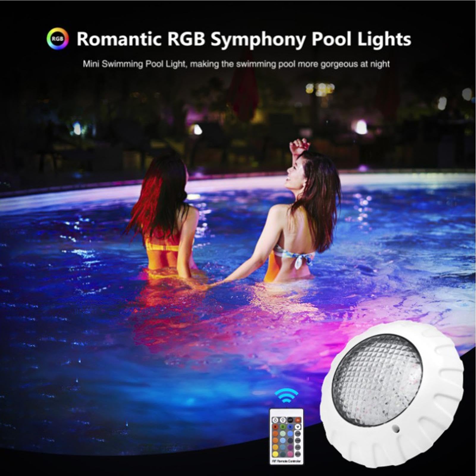 Generico Piscina 6500K IP68 Impermeabile | LED Piscina Multicolore per Idromassaggio Spa Bagno Doccia Feste Notturne Fontana Giardino e Laghetto