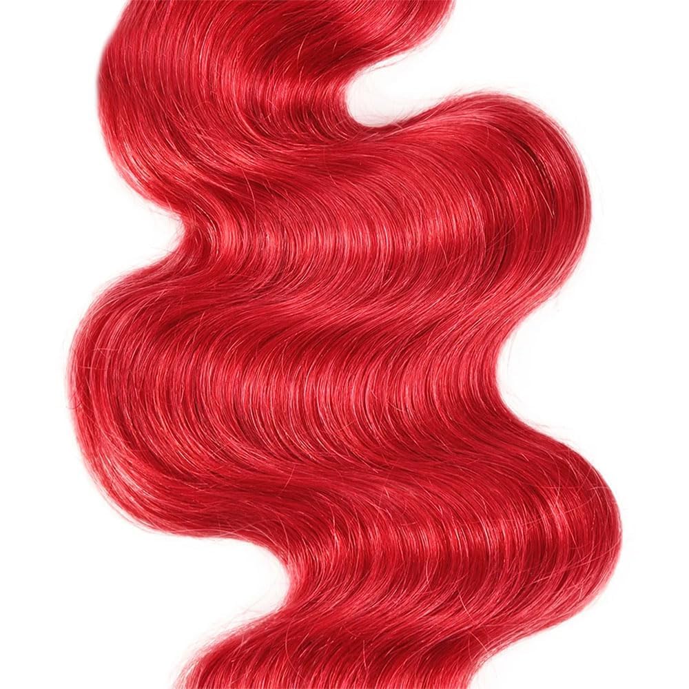 Red Bundles Body Wave Human Hair Bundles 14 16 18 Inch 3 Bundles Body Wave Unprocessed Brazilian Virgin Human Hair Soft Quick Weave Hair for Black Women