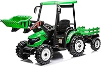 Vista 10 de Kidsera Tractor de paseo de 24 V con cargador frontal, excavadora de paseo con motores duales de 24 voltios, caja de 4 engranajes, marco de metal