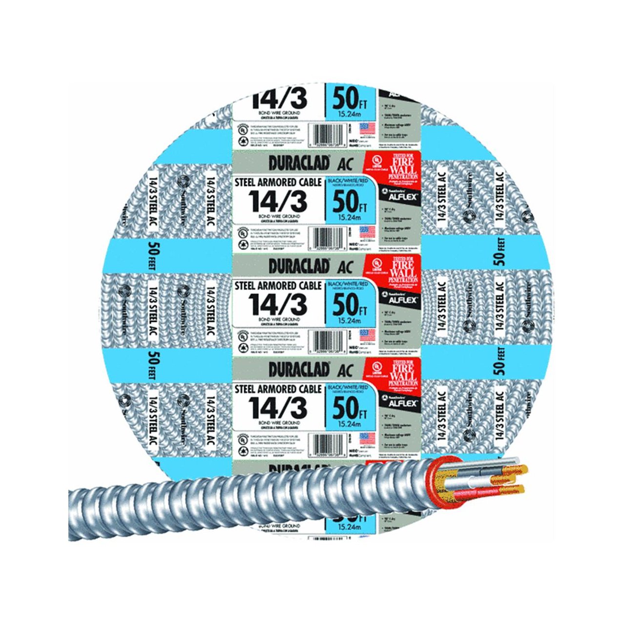 Southwire Bond Wire With Steel Armor Thhn 14 Ga, 15 Amp 600 V 90 Deg C 50 '
