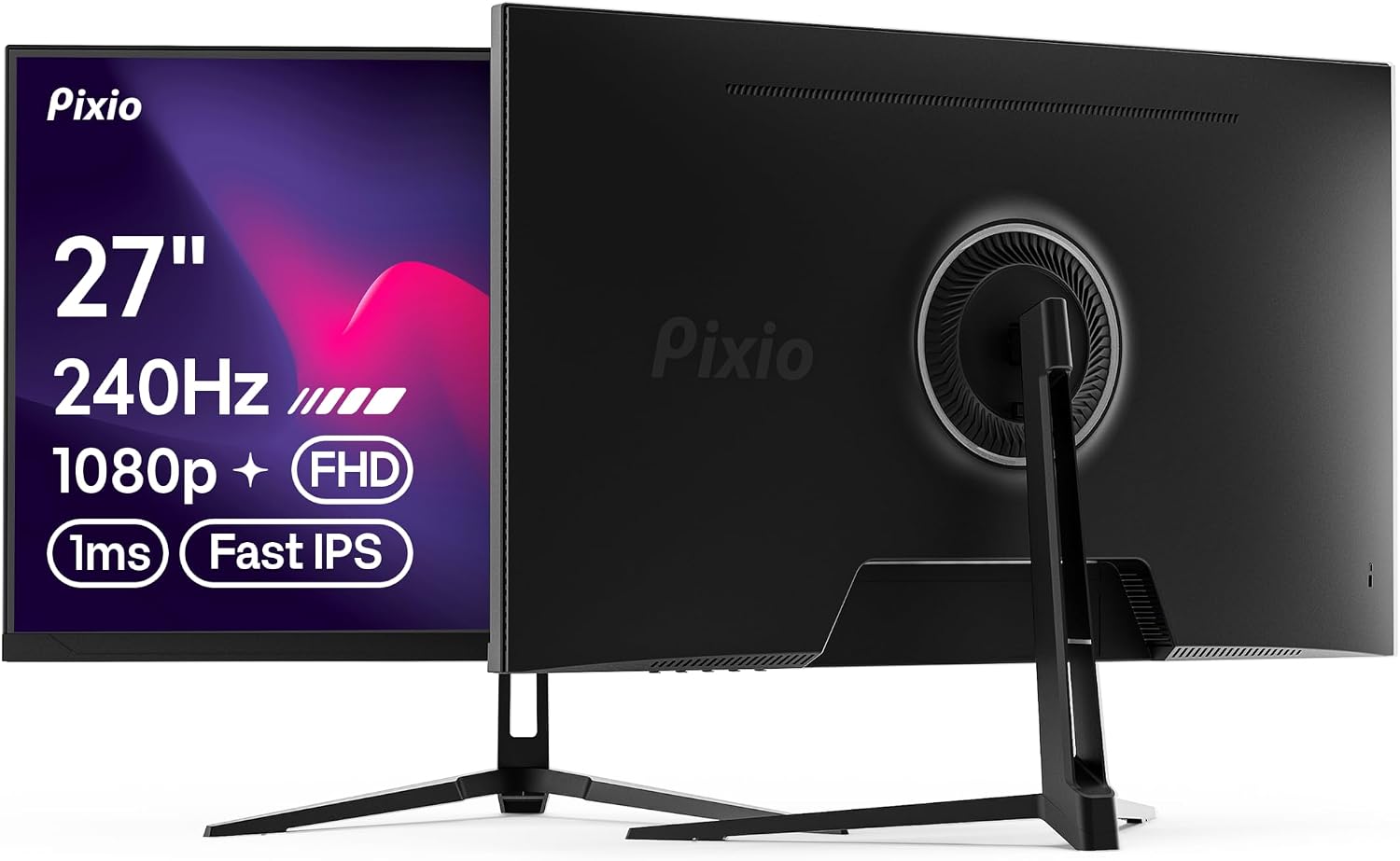 Pixio PX279 Wave 27 inch 240Hz Refresh Rate FHD 1080p Resolution Fast IPS Panel 1ms GTG Response Time Gaming Monitor with Adaptive Sync