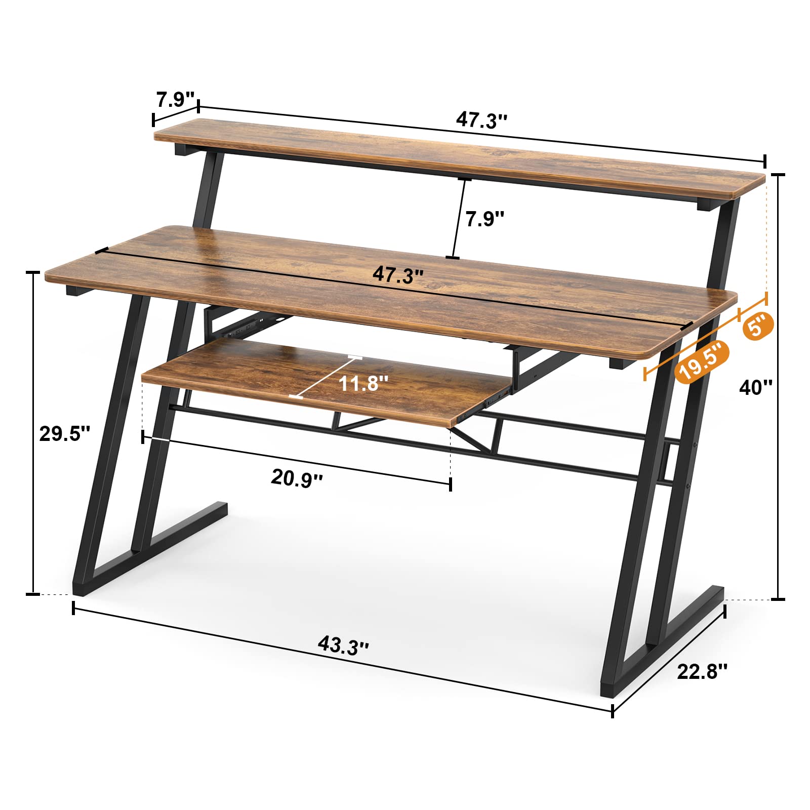 Armocity Studio Desk for Recording Music, 47'' Studio Desk for Music