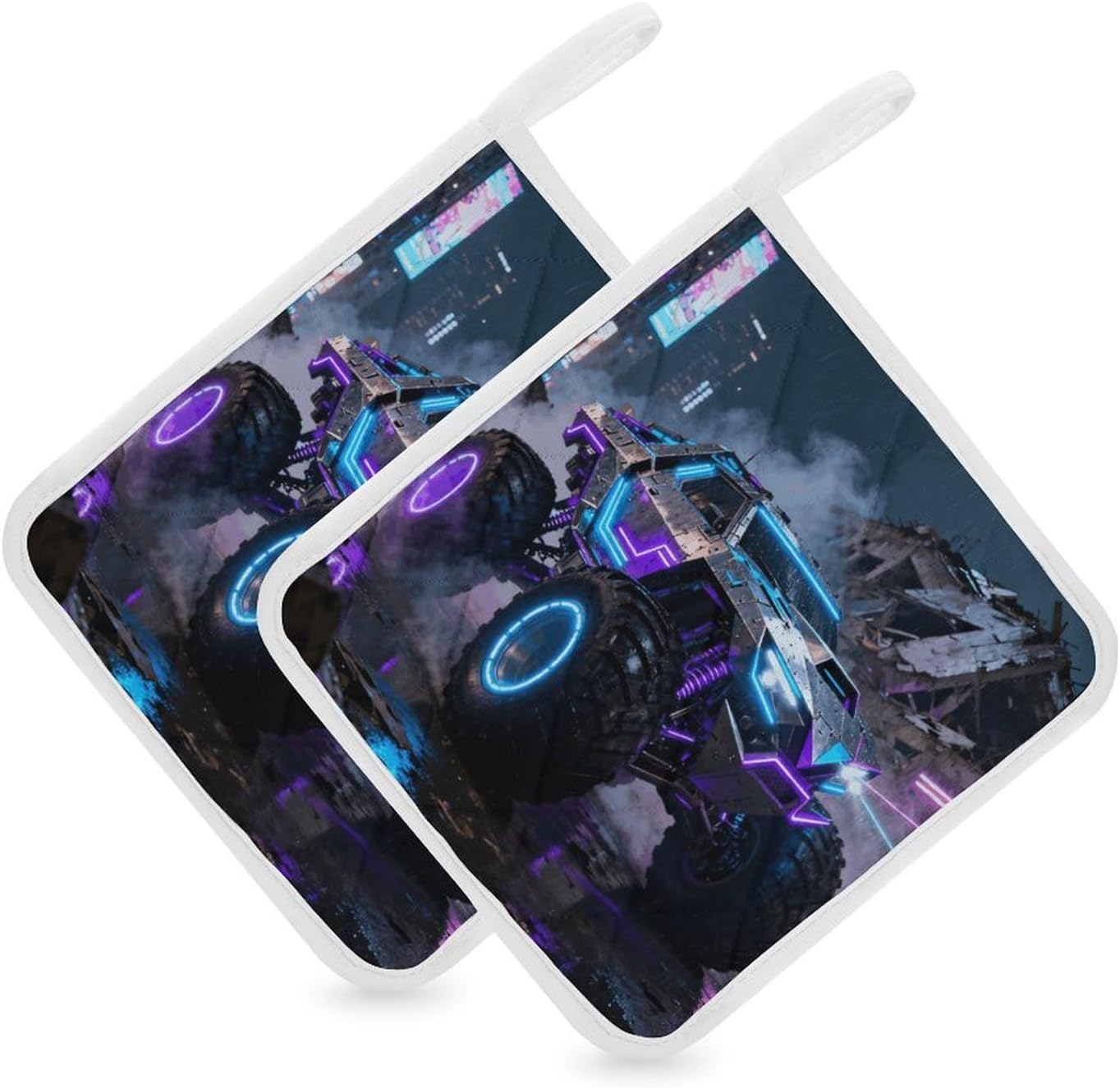 Monster Truck Polyester Heat Resistant Pot Pad Non Slip Anti Scald Hot Dish Mat Reusable Table Protector for Kitchen Hot Pot Mat Wear Resistant Heat Proof Table Pad for Countertop Dining Room