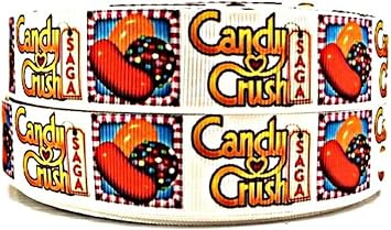 Candy Crush 1" Wide Repeat Ribbon Sold in Yards 1 Yard