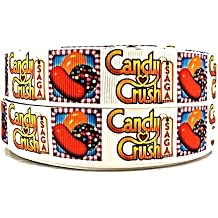 Candy Crush 1" Wide Repeat Ribbon Sold in Yards 5 Yards