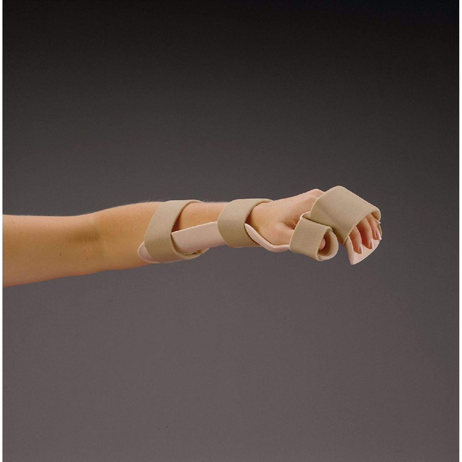 Rolyan Pre-Formed Resting Pan Mitt Splint with Strapping, Large, Right, White, Preformed Brace with Self-Adhesive Straps for Secure Recovery from Surgery and Injury, Polyform Wrist and Hand Support