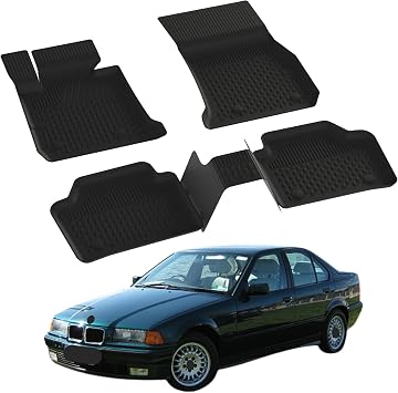 Sahler Floor Mats fits BMW E36 3 Series 1990-1998 | Custom Fit Floor Liner for Cars | Premium Quality Car Mats Black | Odorless All Weather Waterproof Durable 4.5D Liner
