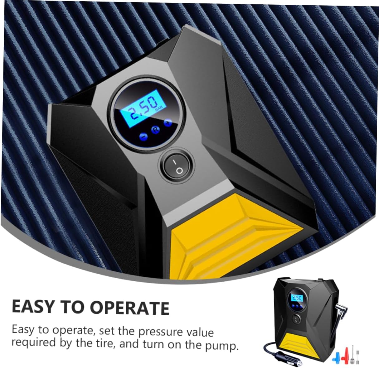ULTECHNOVO Compressor and Tire Inflator - 12V DC Car Auto Accessory with LED Light and Digital Display - 150PSI for Car, Bicycle and Other Tires