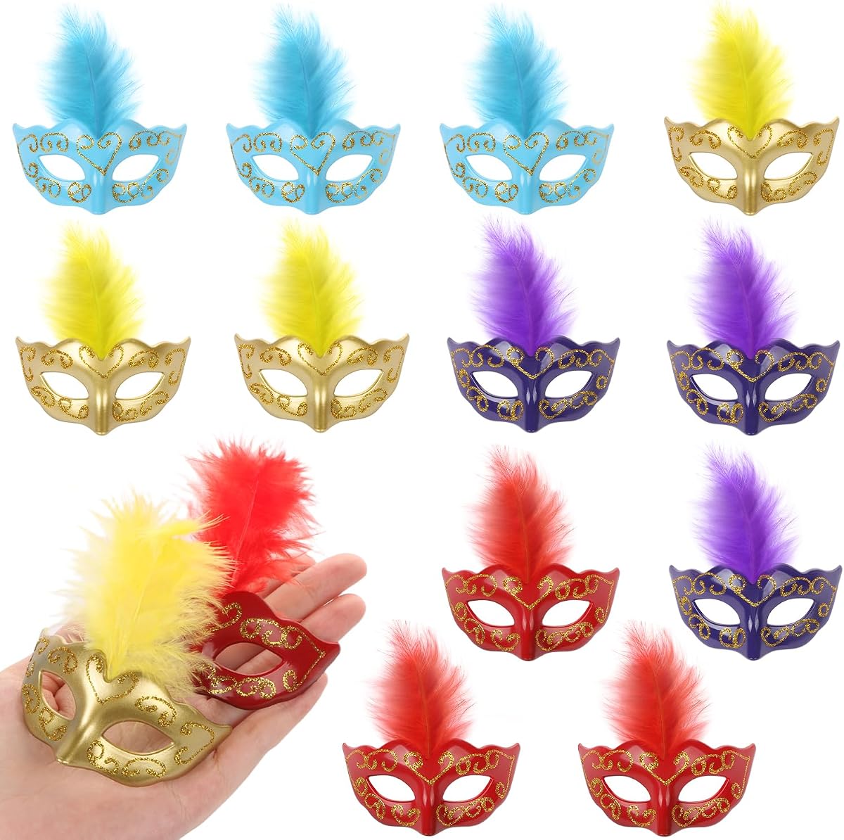 12 Uds Mini máscaras de Mascarada para decoración de fiesta de disfraces de Mardi Gras máscaras decorativas para decoración de mesa/decoración de magdalenas/decoración del hogar