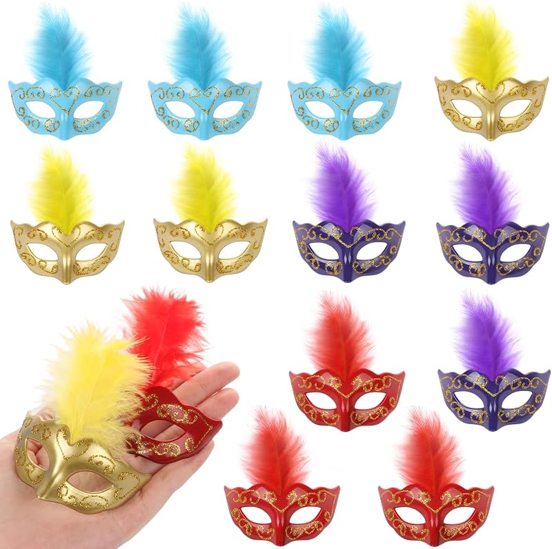 12 Uds Mini máscaras de Mascarada para decoración de fiesta de disfraces de Mardi Gras máscaras decorativas para decoración de mesa/decoración de magdalenas/decoración del hogar