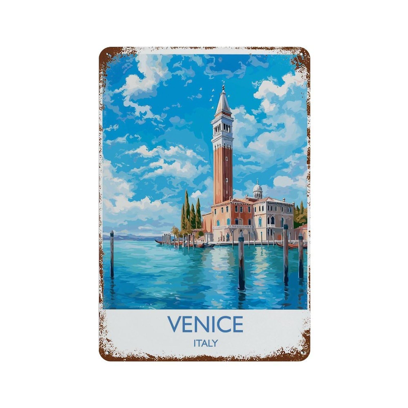 xiaoxiaoshen Venice Travel of Italy Gift Wall Decor Art Metal Tin Poster Modern Home Decor Art Home Bar Shop Decorations Vintage Sign 30x20cm