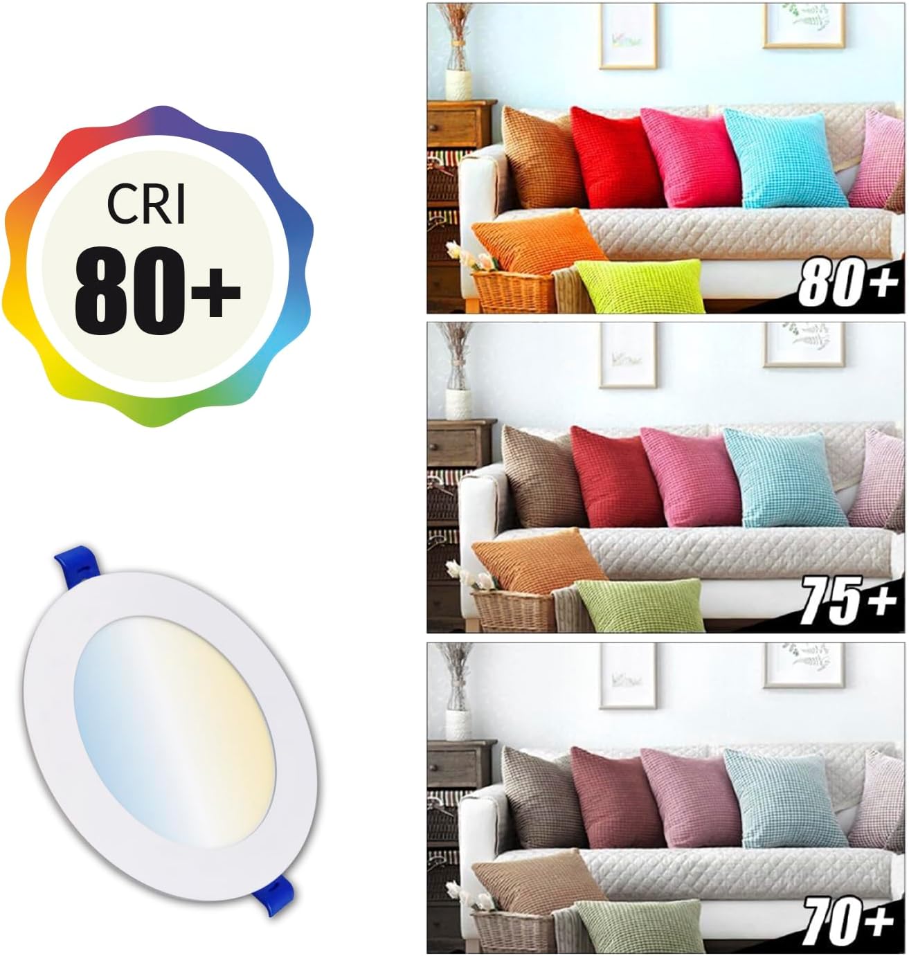 LED ATOMANT 20 Pack 4 Inch LED Recessed Ceiling Lights with Junction Box, 10W 800 Lumens, 5CCT Selectable (2700K–5000K), Dimmable Canless Downlights for Home & Commercial Use