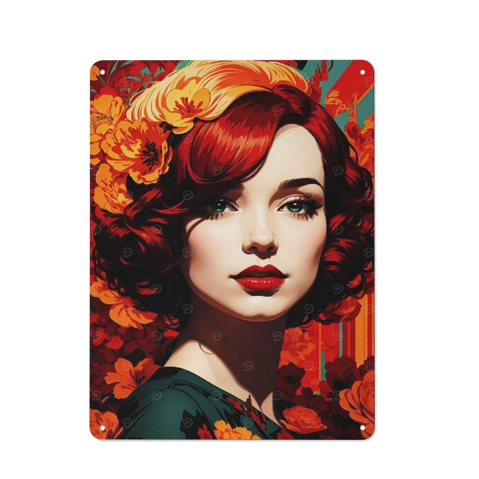 Nostalgic Decorative Tin Sign 40x30cm Featuring Christina Hendricks, Old Style Wall Plaque for Kitchen, Hallway, Bar Or Small Cafe