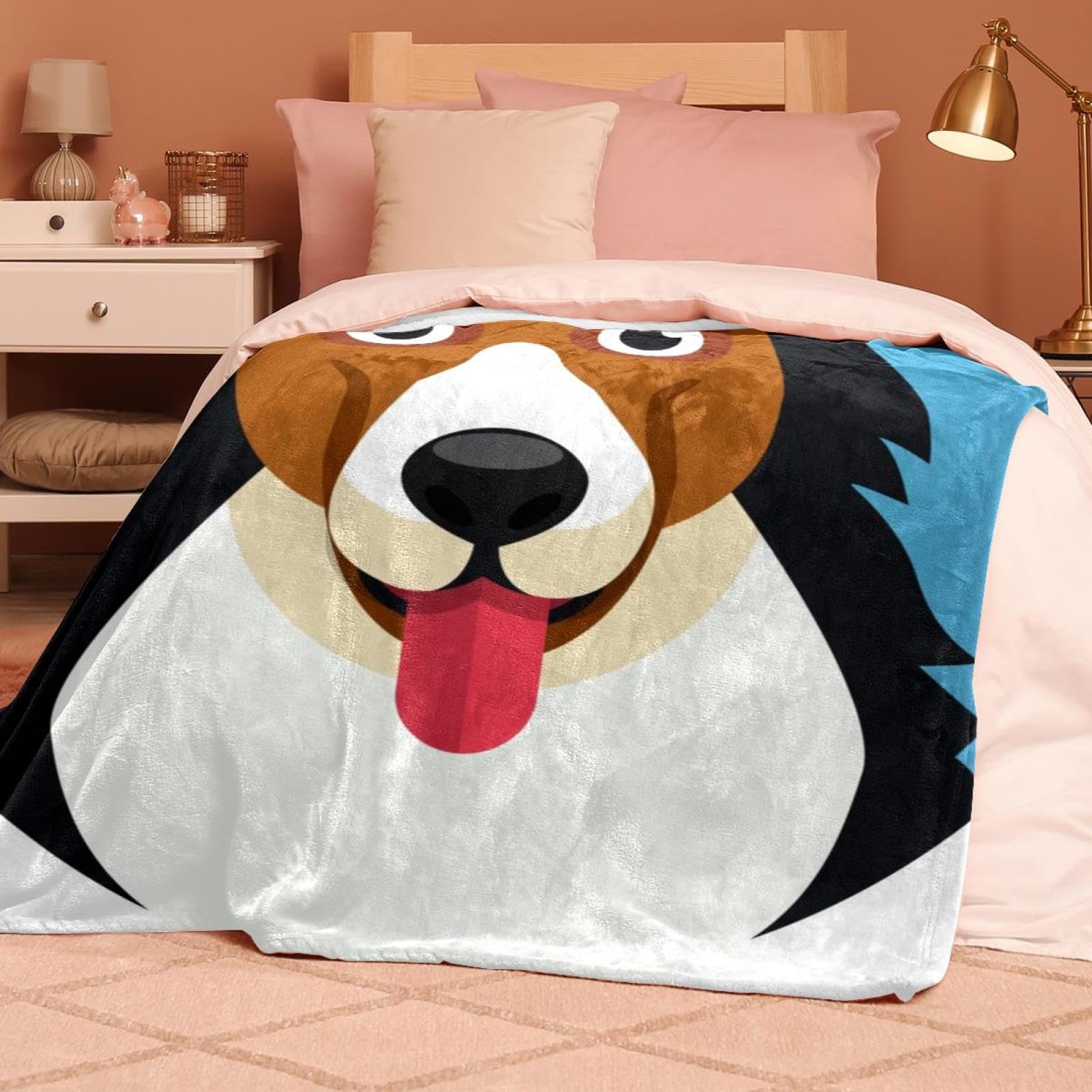 Couverture Polaire Chien Animal Couverture Plaid Chaude Douce pour Lits Canapés Chaises Divans 150×200cm