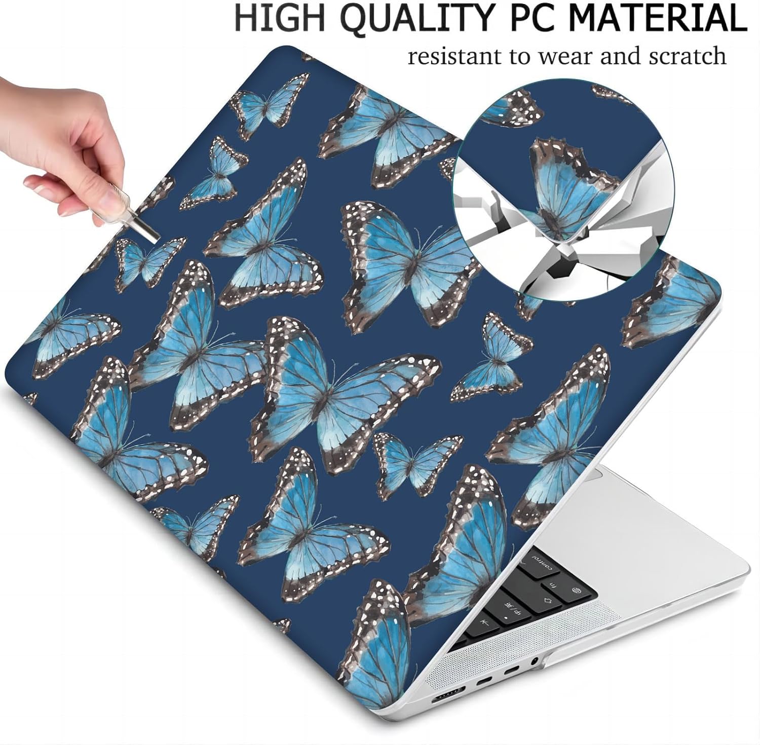 Compatible with MacBook Neo 13-inch, Hard Shell Case with Keyboard Cover and Screen Protector (A3404 A18 Pro chip, 2026 Release) - Butterflies MD8782
