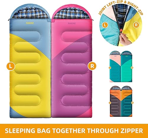 Miniatura 6 de Saco de dormir de campamento, sacos de dormir de 32 ℉ para adultos, niños, adolescentes, clima frío, cálido saco de dormir de invierno para 3-4