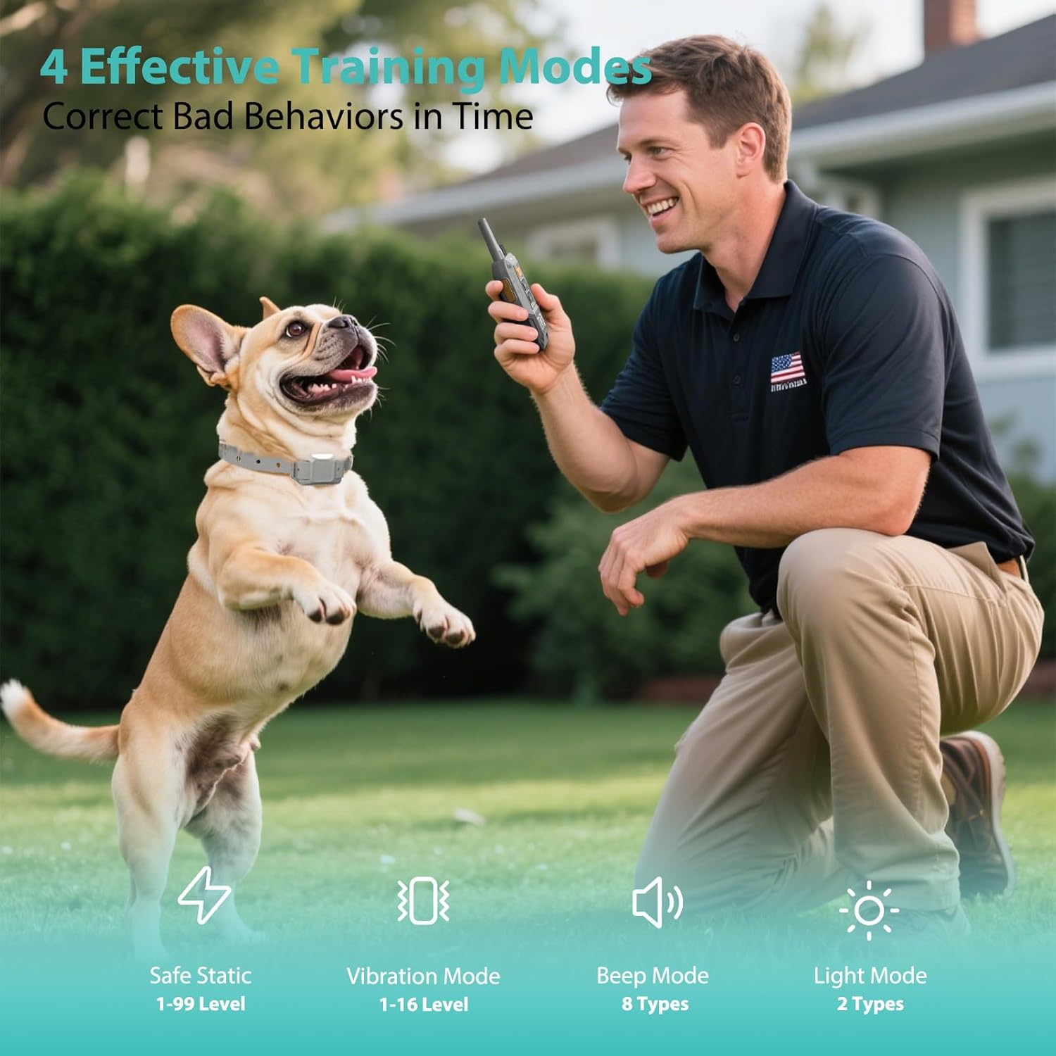 CanineJoy Dog Shock Collar – 4800ft Dog Training Collar with Remote, IPX7 Waterproof & Rechargeable E-Collar with 4 Training Modes, Security Lock, for Large Medium Small Dogs(7-130lbs)