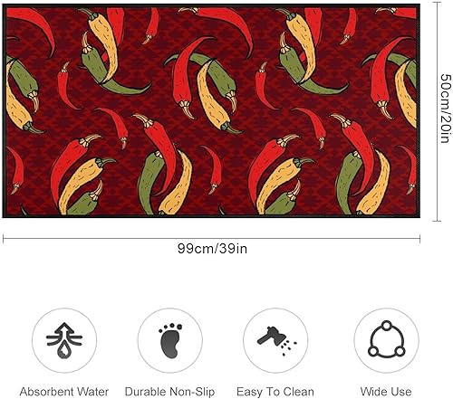 Miniatura 2 de Alfombras de cocina antideslizantes y suaves para cocina, tapete de baño mexicano picante, tapete para decoración del hogar, 39 x 20 pulgadas
