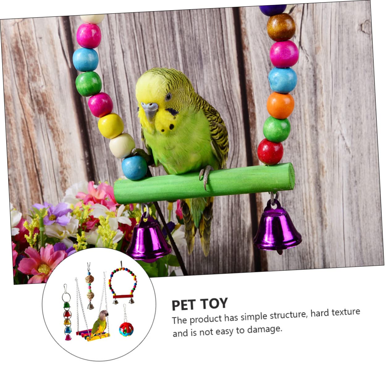 COLLBATH Ensemble De Jouets pour Oiseaux Design Unique 5 Pièces Fournitures pour Animaux De Compagnie Jouet À Mâcher pour Perroquets