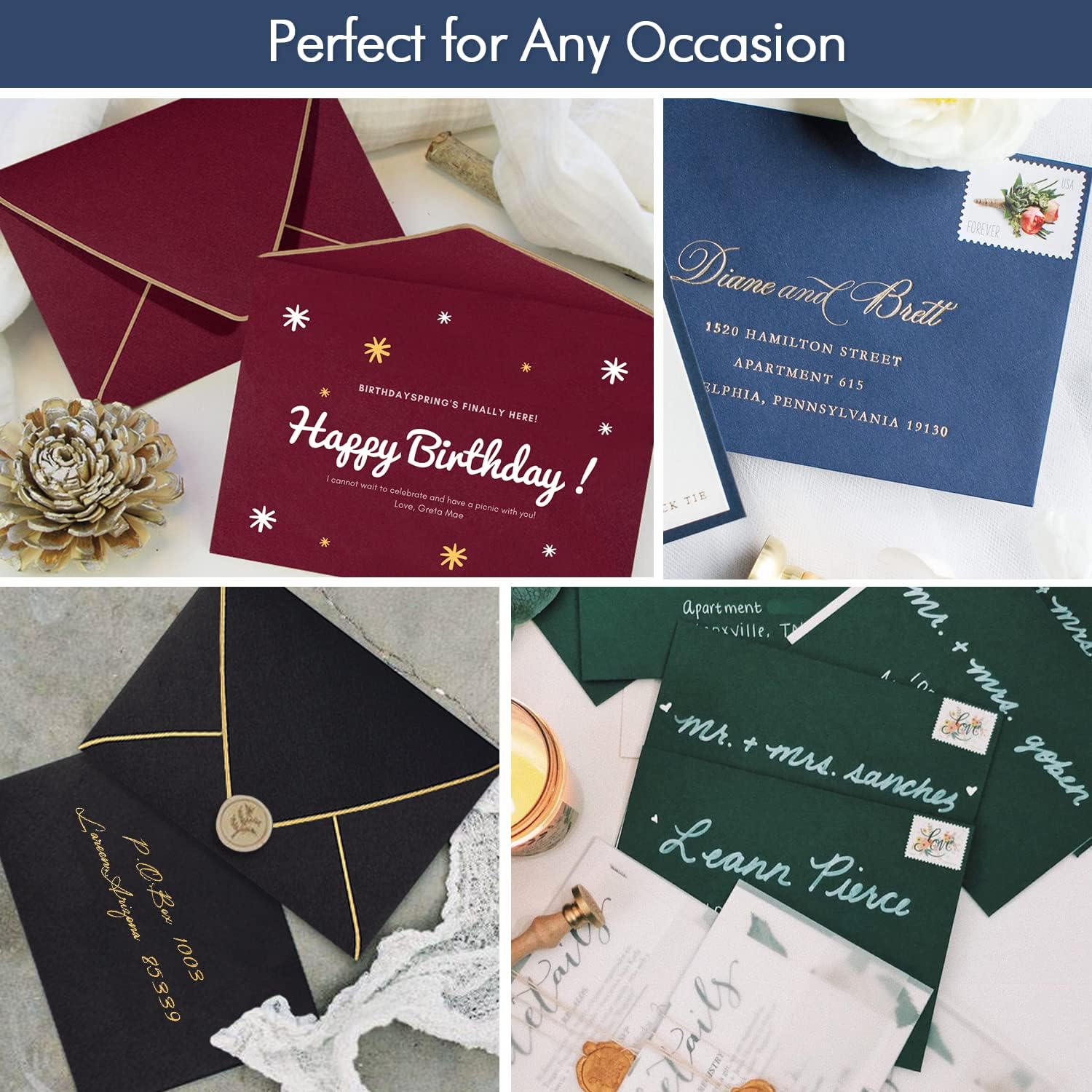 50 Pack, Size A7, Thick Luxury Invitation 5 x 7 Envelopes - For 5x7 Cards| Self Seal| Perfect for Weddings, Invitations, Photos, Graduation, Baby Shower| 5.25 x 7.25 Inches (Noble blue)