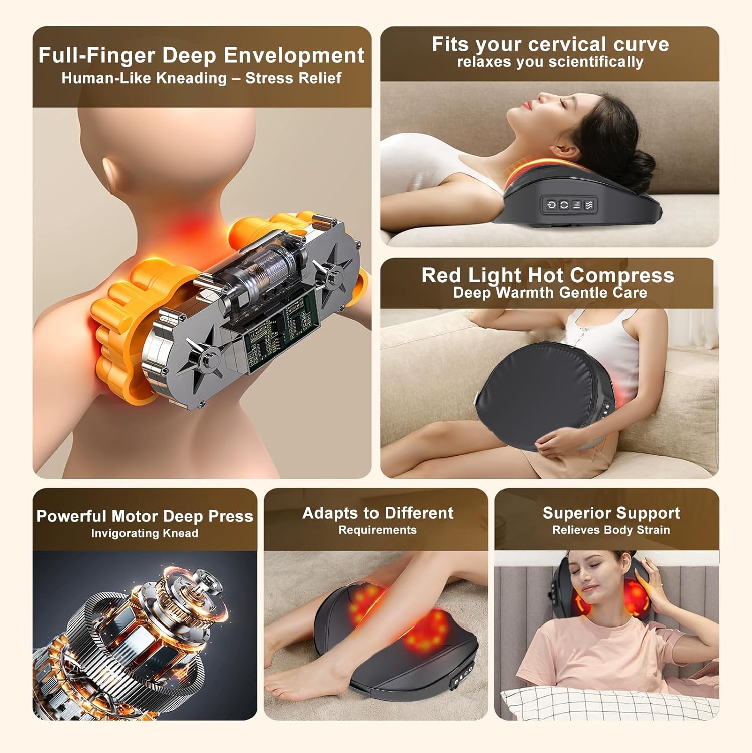 Back Massager with Heat, Corded Plug-in Shiatsu Neck Massage Deep Kneading for Back Leg Waist Full Body, Gift for Women and Men, Black - Image 5