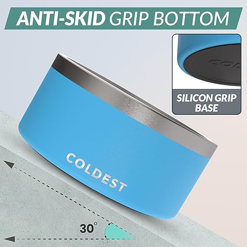 Vista 54 de Coldest Cuenco de metal antioxidante, antideslizante, 3 capas aisladas, acero inoxidable, perro, gato, mascota, antiderrames, sólido, para agua