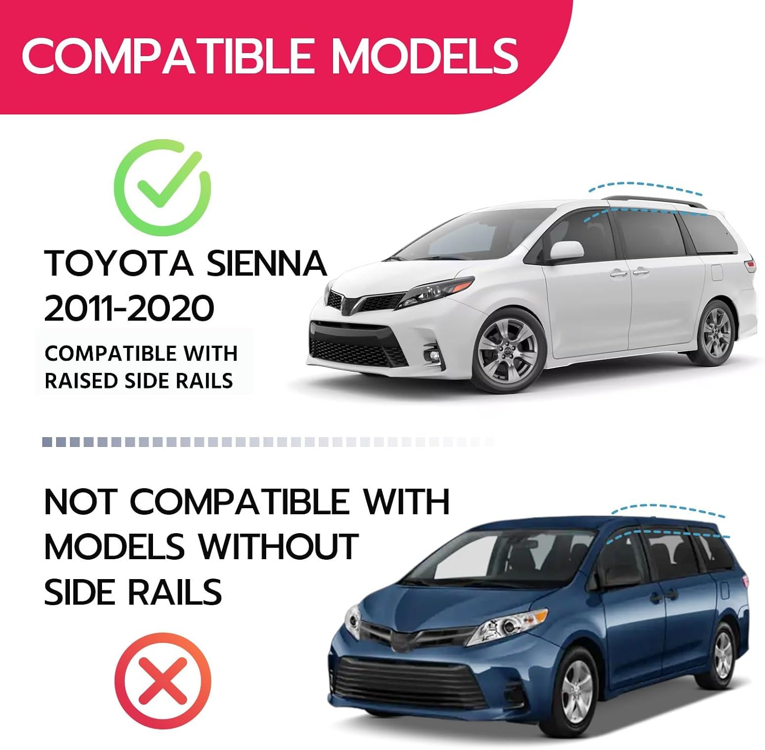 165lbs Roof Rack Cross Bars Compatible with Toyota Sienna 2011-2020, Aluminum Crossbars Rooftop Cargo Bars Kayak Bike Luggage Snowboard Carrier