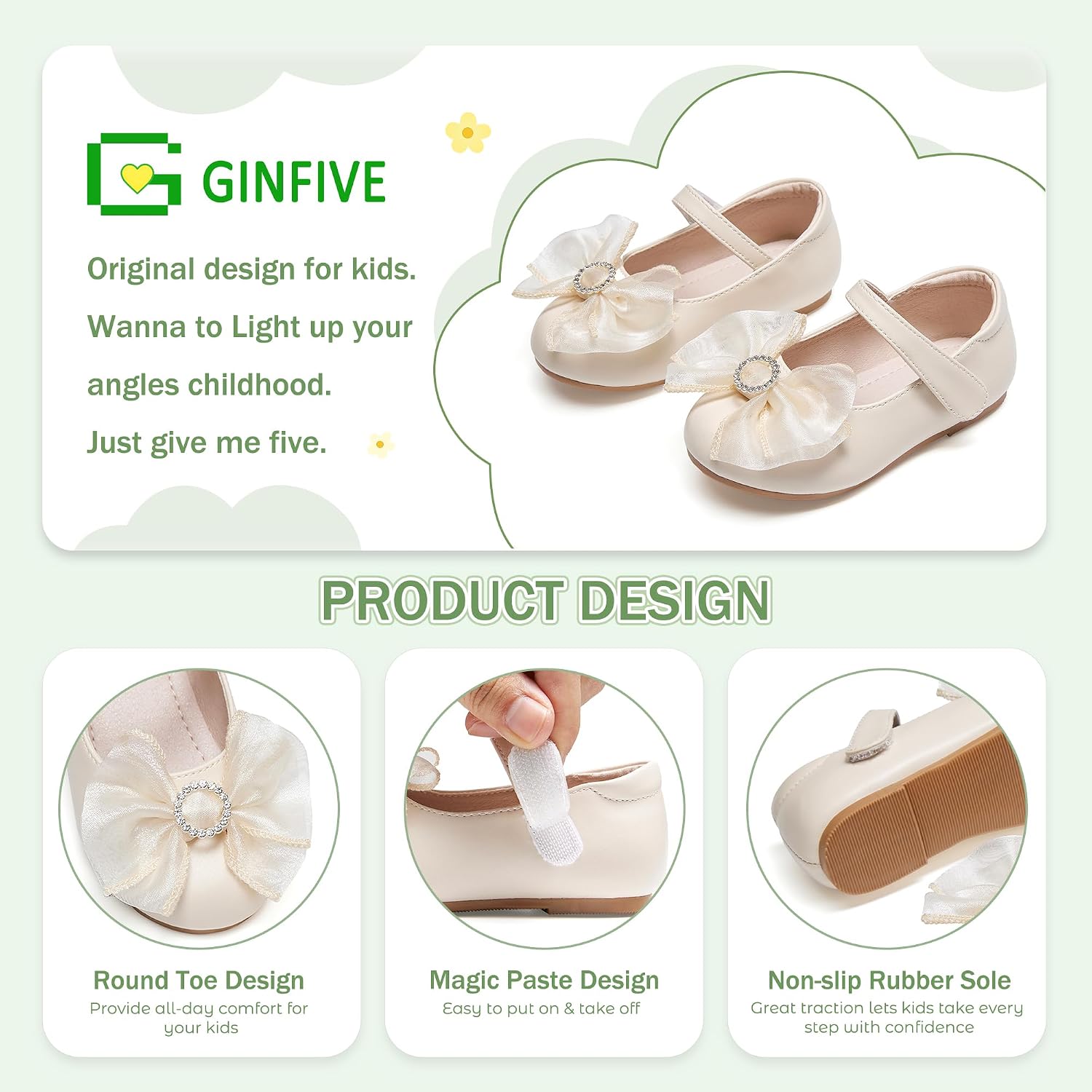 GINFIVE Toddler Girls Dress Shoes Little Girls Mary Janes Ballerina Flats Shoes Toddler image 5