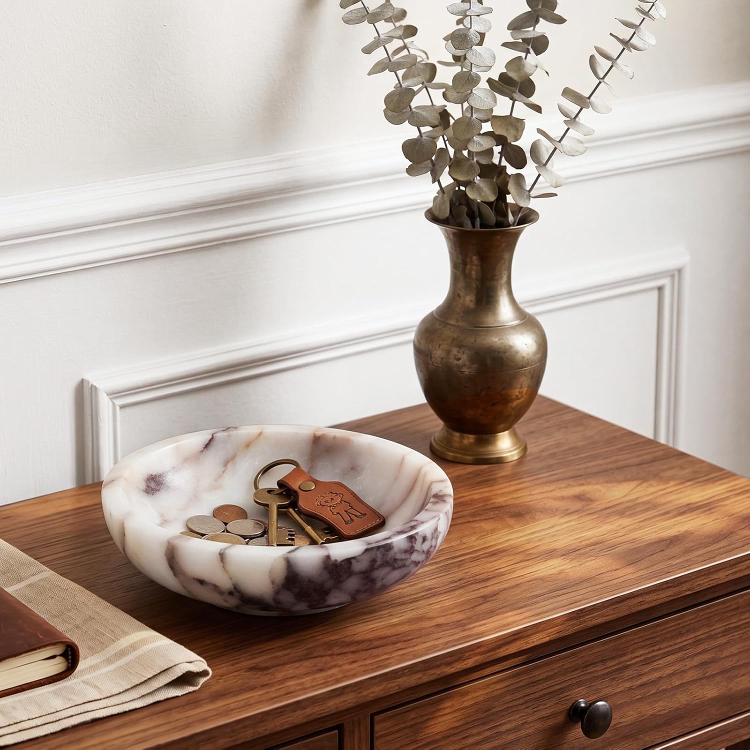 Natural Luxury Marble Bowl 7.8'' Large Calacatta Viola Marble Tray