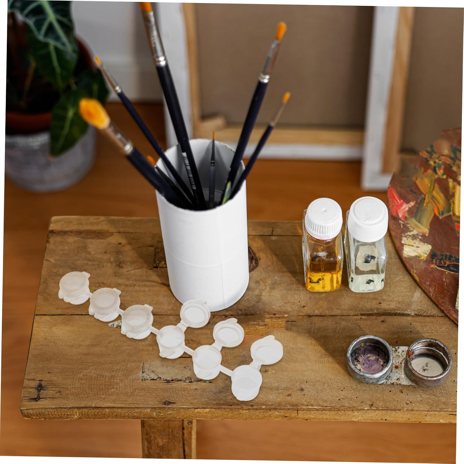 Ciieeo 30pcs Paint Box Empty Paint Pot Paint Storage Containers Paint Cup Pots Empty Small Paint Cup Pod Strips Empty Paint Strips Mini Storage Containers Painting Supplies