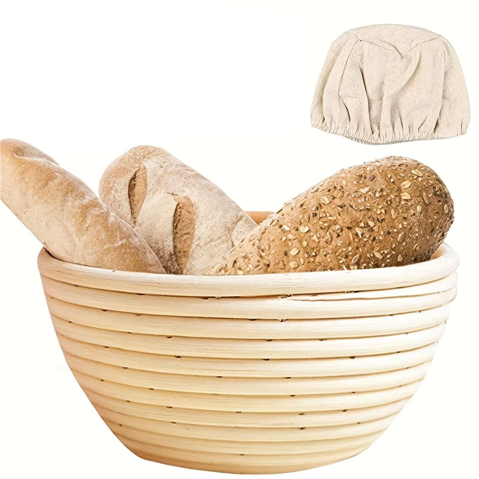 Bread Proofing Basket,8cm-22cm Sourdough Proving Basket,Natural Rattan Round Banneton Proofing Basket with Cloth Liner for Professional & Home Bakers (13 * 6cm) (22 * 8cm)