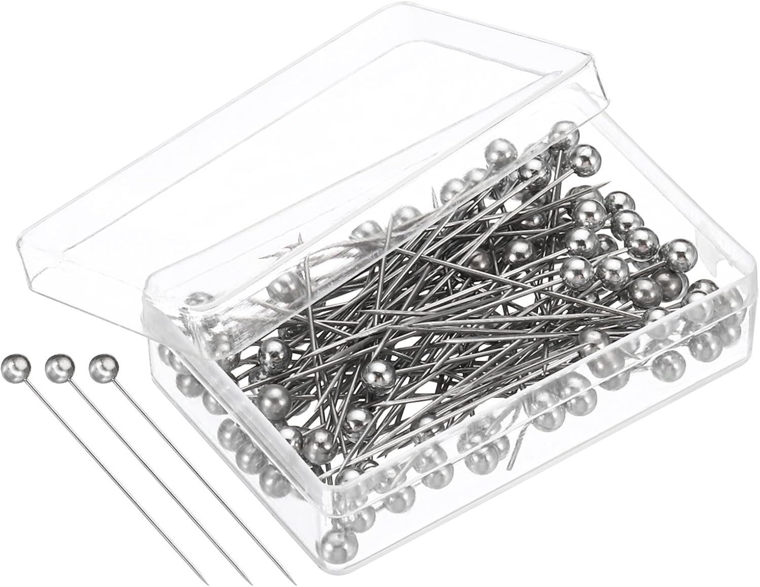 YOKIVE 200Pcs Pearlized Sewing Pins, Ball Head Needle Straight Quilting Pin for Fabric| Great for Dressmaker, Jewelry DIY Decoration, Craft(Silver)
